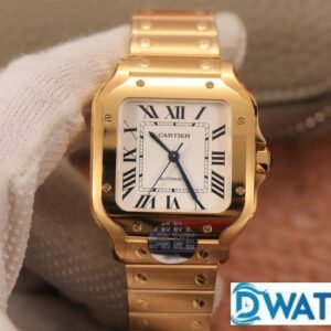 CARTIER SANTOS WGSA0010 BEST REPLICA WATCHES GOLD PLATE CASE BV FACTORY 35MM 1 ĐỒNG HỒ NỮ CARTIER SANTOS WGSA0010 REPLICA 1:1 NHÀ MÁY BV THÉP KHÔNG GỈ 35MM
