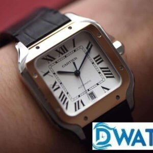 CARTIER SANTOS WSSA0009 REPLICA WATCHES WHITE DIAL STAINLESS STEEL LEATHER STRAP 40MM 6 ĐỒNG HỒ NỮ CARTIER SANTOS WSSA0009 FAKE CAO CẤP NHÀ MÁY V6 DÂY DA 40MM
