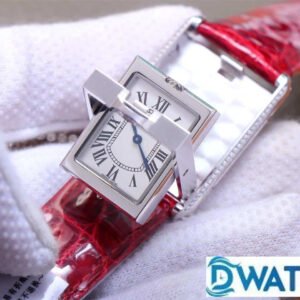 CARTIER TANK BASCULANTE BEST COPIES WATCHES 2 FACES SWAP RED LEATHER STRAP AW FACTORY 31MM 2 ĐỒNG HỒ NỮ CARTIER TANK BASCULANTE FAKE 1:1 NHÀ MÁY AW 2 MẶT 31MM