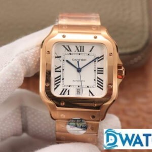 CARTIER SANTOS WGSA0007 COPIES WATCHES ROSE GOLD WHITE DIAL BV FACTORY 39.8MM 1 ĐỒNG HỒ NAM CARTIER SANTOS WGSA0007 REPLICA 1:1 NHÀ MÁY BV 3 KIM 40MM