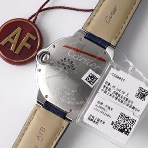 CARTIER BALLON BLEU WSBB0027 REPLICA WATCHES BLUE DIAL LEATHER STRAP AF FACTORY 42MM 3 ĐỒNG HỒ NAM CARTIER BALLON BLEU WSBB0027 SUPER FAKE NHÀ MÁY AF DÂY ĐEO XANH 42MM