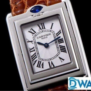 CARTIER TANK BASCULANTE BEST COPIES WATCHES BROWN LEATHER STRAP AW FACTORY 31MM 1 ĐỒNG HỒ NAM CARTIER TANK BASCULANTE FAKE CAO CẤP NHÀ MÁY AW DÂY DA 31MM