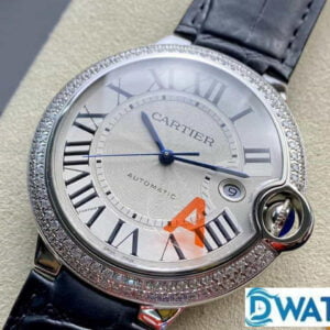 CARTIER BALLON BLEU WSBB0016 IMITATION WATCHES RHINESTONE CASE BLACK LEATHER STRAP V6 FACTORY 42MM 3 ĐỒNG HỒ NAM CARTIER BALLON BLEU WSBB0016 FAKE NHÀ MÁY V6 FACTORY 42MM