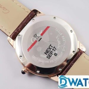 CARTIER RONDE LOUIS WR000651 REPLICA WATCHES ROSE GOLD RHINESTONE CASE BLACK LEATHER STRAP K11 FACTORY 36MM 4 ĐỒNG HỒ NAM CARTIER RONDE LOUIS WR000651 FAKE 1:1 NHÀ MÁY K11 ROSE GOLD 36MM