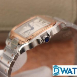 CARTIER SANTOS COPIES WATCHES TWO TONE ROSE GOLD CASE WHITE DIAL BV FACTORY 35MM 3 ĐỒNG HỒ NAM CARTIER SANTOS W2SA0007 REPLICA 1:1 NHÀ MÁY BV CỔ ĐIỂN 35MM