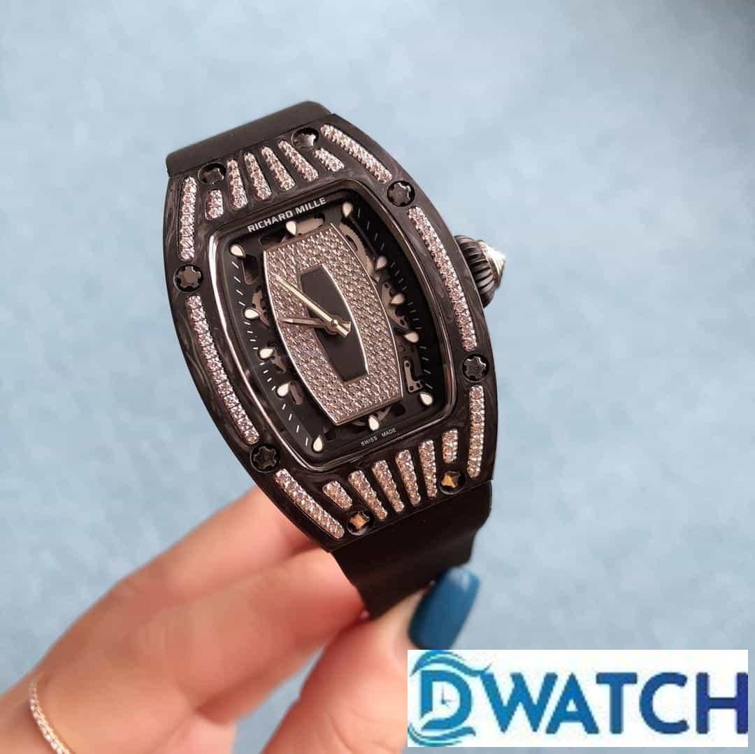 ĐỒNG HỒ NỮ RICHARD MILLE RM007-1 FAKE 1:1 DÂY CAO SU MẶT ĐEN 36MM ĐỒNG HỒ NỮ RICHARD MILLE RM007-1 FAKE 1:1 DÂY CAO SU MẶT ĐEN 36MM