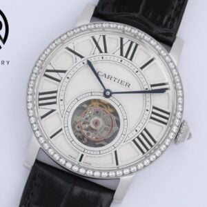 CARTIER ROTONDE HPI00593 BEST COPIES WATCHES BLACK LEATHER STRAP BBR FACTORY 40MM 2 ĐỒNG HỒ NAM CARTIER ROTONDE HPI00593 REPLICA CAO CẤP NHÀ MÁY BBR DÂY DA ĐEN 40MM