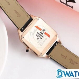 CARTIER SANTOS FOR COUPLE BEST REPLICA WATCHES ROSE GOLD CASE BLACK LEATHER STRAP 27.5 – 45.5MM 4 ĐỒNG HỒ ĐÔI CARTIER SANTOS SUPER FAKE NHÀ MÁY F1 DÂY DA 27.5 – 45.5MM
