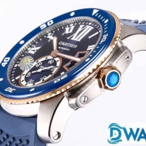 CARTIER CALIBER DE CARTIER W2CA0009 COPIES WATCHES BLUE DIAL RUBBER STRAP F5 FACTORY 42MM 1 ĐỒNG HỒ NAM CARTIER CALIBER DE CARTIER W2CA0009 FAKE CAO CẤP NHÀ MÁY F5 3 KIM 42MM