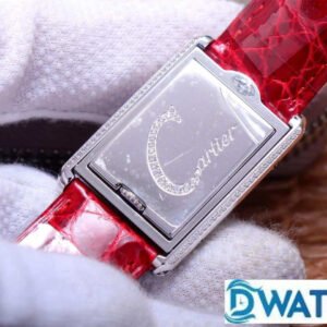CARTIER TANK BASCULANTE BEST COPIES WATCHES 2 FACES SWAP RED LEATHER STRAP AW FACTORY 31MM 6 ĐỒNG HỒ NỮ CARTIER TANK BASCULANTE FAKE 1:1 NHÀ MÁY AW 2 MẶT 31MM