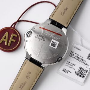 CARTIER BALLON BLEU WSBB0027 COPIES WATCHES BLACK DIAL LEATHER STRAP AF FACTORY 42MM 4 ĐỒNG HỒ NAM CARTIER BALLON BLEU WSBB0027 FAKE CAO CẤP NHÀ MÁY AF DÂY ĐEO ĐEN 42MM