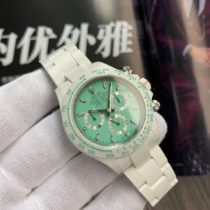 ROLEX DAYTONA REPLICA WATCHES MINT GREEN DIAL INDEX HOURS CERAMIC AET FACTORY 40MM 1 ĐỒNG HỒ NAM ROLEX DAYTONA REPLICA CAO CẤP NHÀ MÁY AET PHỦ DẠ QUANG 40MM