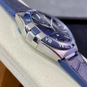 OMEGA CONSTELLATION BEST REPLICA WATCHES BLUE DIAL LEATHER STRAP SBF FACTORY 41MM 2 ĐỒNG HỒ NAM OMEGA CONSTELLATION FAKE 11 NHÀ MÁY SBF MẶT SỐ XANH 41MM