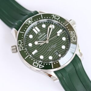 OMEGA SEAMASTER GOOD IMITATION WATCHES OLIVE GREEN BEZEL AND DIAL RUBBER STRAP OR FACTORY 42MM 1 ĐỒNG HỒ NAM OMEGA SEAMASTER FAKE CAO CẤP NHÀ MÁY OR FULL MÀU XANH 42MM