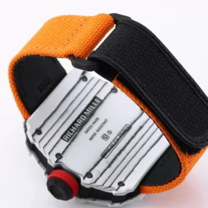 RICHARD MILLE RM35-01 COPIES WATCHES WHITE CASE CARBON ORANGE FABRIC STRAP BBR FACTORY 44MM 5 ĐỒNG HỒ NAM RICHARD MILLE RM35-01 REPLICA NHÀ MÁY BBR DÂY VẢI VÀNG 44MM