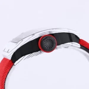 RICHARD MILLE RM35-01 GOOD IMITATION WATCHES WHITE CARBON CASE RED FABRIC STRAP BBR FACTORY 44MM 2 ĐỒNG HỒ NAM RICHARD MILLE RM35-01 REP CAO CẤP NHÀ MÁY BBR DÂY VẢI ĐỎ 44MM