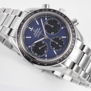 OMEGA SPEEDMASTER HIGH END REPLICAS WATCH BLUE DIAL BLACK BEZEL HR FACTORY 40MM 1 ĐỒNG HỒ NAM OMEGA SPEEDMASTER FAKE CAO CẤP NHÀ MÁY HR MẶT SỐ XANH 40MM
