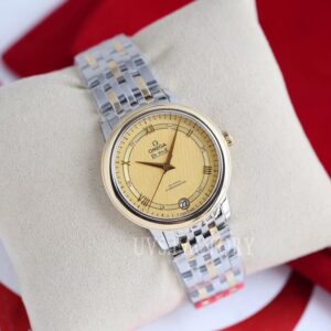 ĐỒNG HỒ NỮ OMEGA DE VILLE FAKE CAO CẤP NHÀ MÁY UVS MẶT SỐ VÀNG 32MM 2 ĐỒNG HỒ NỮ OMEGA DE VILLE FAKE CAO CẤP NHÀ MÁY UVS MẶT SỐ VÀNG 32MM