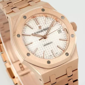 AUDEMARS PIGUET BEST REPLICA WATCHES ROYAL OAK IP FACTORY ROSE GOLD DIAL DEISGN 37MM 1 ĐỒNG HỒ AUDEMARS PIGUET ROYAL OAK REPLICA NHÀ MÁY IP MẶT THIẾT KẾ 37MM
