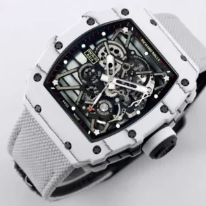 RICHARD MILLE RM35-01 COPIES WATCHES WHITE CARBON CASE FABRIC STRAP BBR FACTORY 44MM 1 ĐỒNG HỒ NAM RICHARD MILLE RM35-01 REP 11 NHÀ MÁY BBR DÂY VẢI CANVAS 44MM