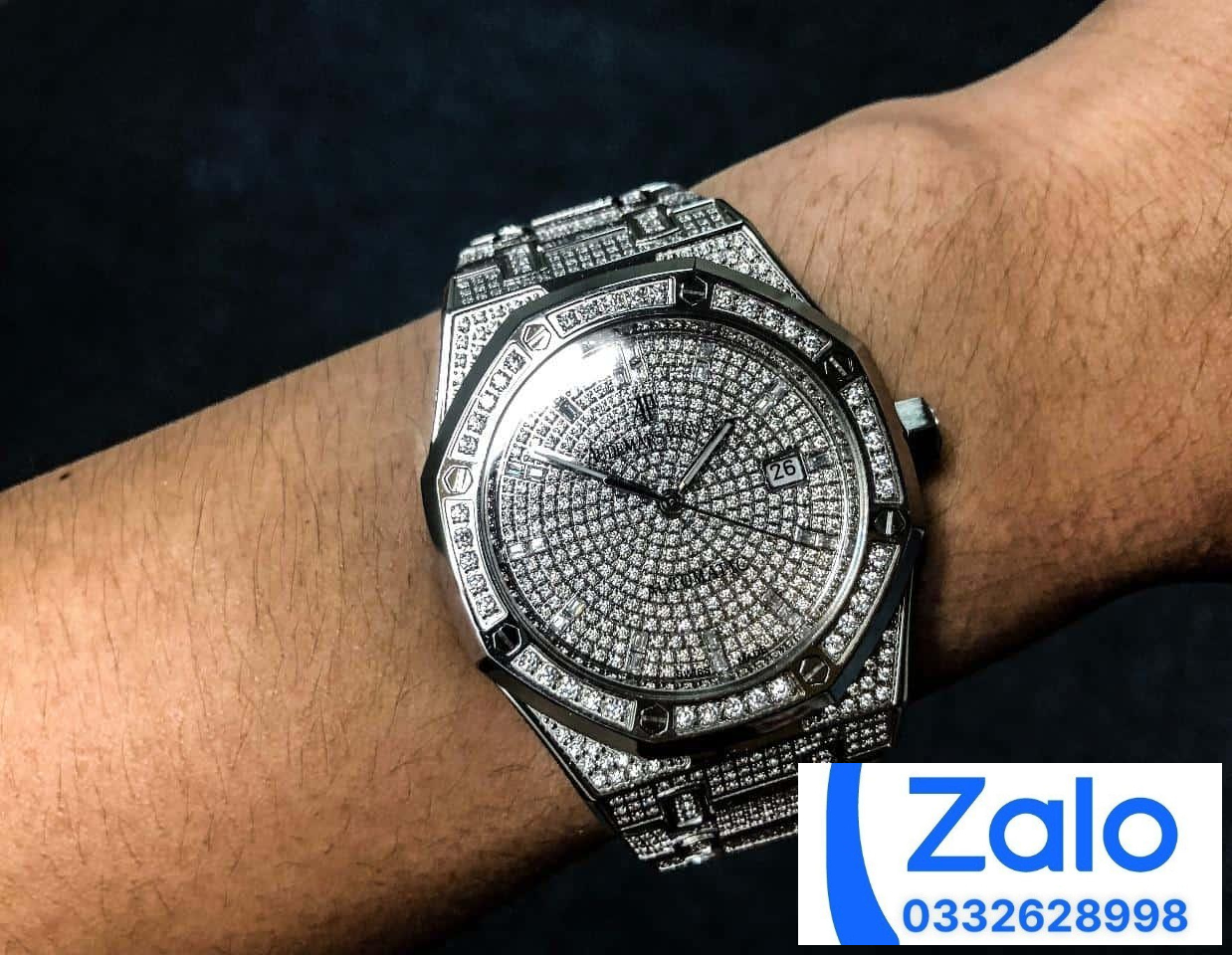 ĐỒNG HỒ NAM AUDEMARS PIGUET ROYAL OAK 15452 REPLICA 11 ĐÍNH ĐÁ TRẮNG 41MM ĐỒNG HỒ NAM AUDEMARS PIGUET ROYAL OAK 15452 REPLICA 11 ĐÍNH ĐÁ TRẮNG 41MM