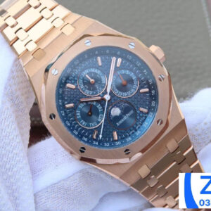 AUDEMARS PIGUET BEST REPLICA WATCHES ROYAL OAK 26574 JF FACTORY ROSE GOLD CASE BLUE DIAL 41MM 1 ĐỒNG HỒ NAM AUDEMARS PIGUET ROYAL OAK 26574 FAKE NHÀ MÁY JF VÀNG 41MM