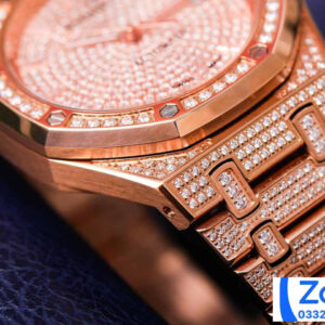 AUDEMARS PIGUET BEST COPIES WATCHES ROYAL OAK 15452 ROSE GOLD FULL RHINESTONE 41MM 2 ĐỒNG HỒ NAM AUDEMARS PIGUET ROYAL OAK 15452 REPLICA 1:1 ĐÍNH FULL ĐÁ 41MM