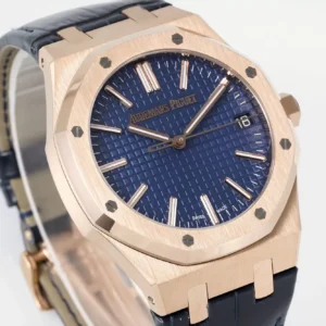 AUDEMARS PIGUET HIGH END WATCH REPLICAS ROYAL OAK APS FACTORY BLUE DIAL LEATHER STRAP 41MM 1 ĐỒNG HỒ AUDEMARS PIGUET ROYAL OAK REPLICA 1:1 NHÀ MÁY APS DÂY DA 41MM