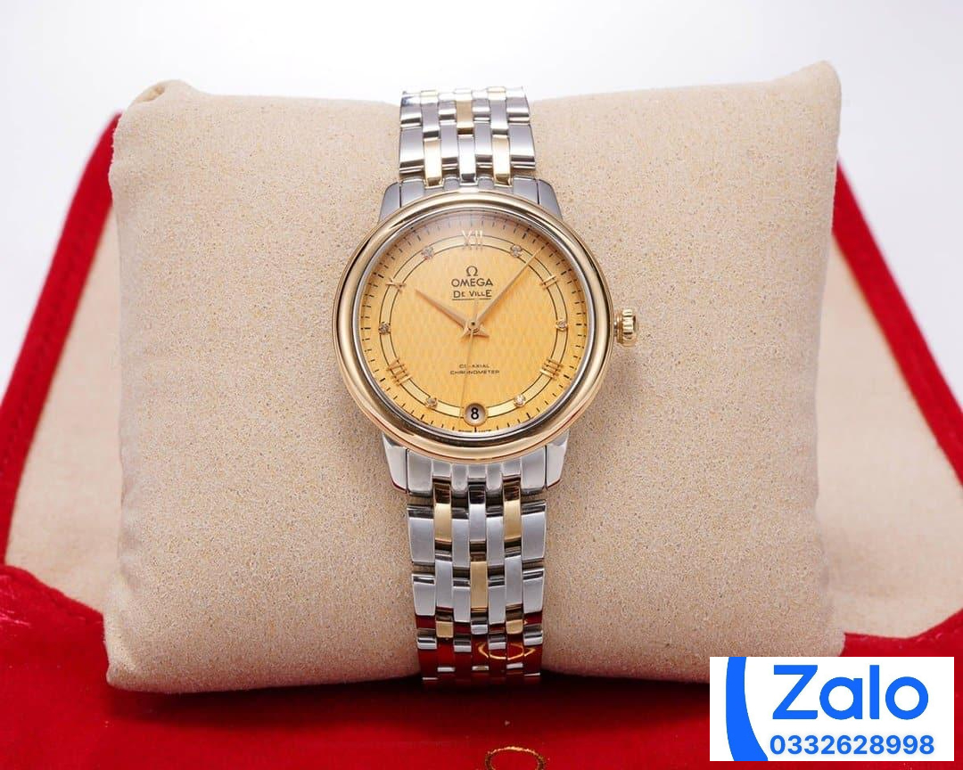 ĐỒNG HỒ NỮ OMEGA DE VILLE FAKE 1:1 NHÀ MÁY UVS FACTORY MẶT VÀNG 32.7MM ĐỒNG HỒ NỮ OMEGA DE VILLE FAKE 1:1 NHÀ MÁY UVS FACTORY MẶT VÀNG 32.7MM