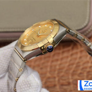 ĐỒNG HỒ NAM OMEGA CONSTELLATION FAKE NHÀ MÁY 3S MẶT VÀNG ĐÍNH ĐÁ 38MM 2 ĐỒNG HỒ NAM OMEGA CONSTELLATION FAKE NHÀ MÁY 3S MẶT VÀNG ĐÍNH ĐÁ 38MM