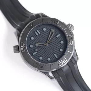 OMEGA SEAMASTER LUXURY REPLICA WATCHES ALL BLACK RUBBER STRAP OR FACTORY 43MM 1 ĐỒNG HỒ NAM OMEGA SEAMASTER REPLICA 1:1 NHÀ MÁY OR FULL BLACK 43MM