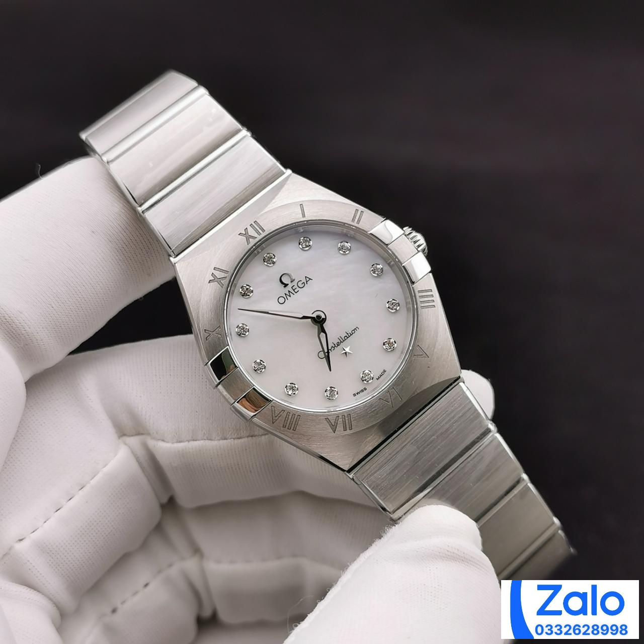 ĐỒNG HỒ NỮ OMEGA CONSTELLATION FAKE CAO CẤP NHÀ MÁY 3S THIẾT KẾ ĐÍNH ĐÁ 28MM ĐỒNG HỒ NỮ OMEGA CONSTELLATION FAKE CAO CẤP NHÀ MÁY 3S THIẾT KẾ ĐÍNH ĐÁ 28MM