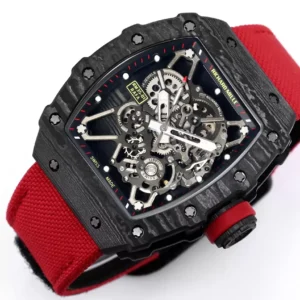 RICHARD MILLE RM35-01 REPLICA WATCHES BLACK CARBON CASE RED FABRIC STRAP BBR FACTORY 44MM 1 ĐỒNG HỒ NAM RICHARD MILLE RM35-01 REPLICA NHÀ MÁY BBR FACTORY 44MM