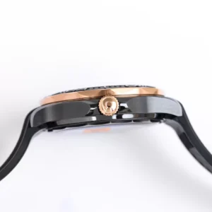 OMEGA SEAMASTER IMITATION LUXURY WATCHES BEZEL ROSE GOLD BLACK CERAMIC RUBBER STRAP OR FACTORY 43MM 3 ĐỒNG HỒ NAM OMEGA SEAMASTER REPLCIA 11 NHÀ MÁY OR MẶT SỐ GỢN SÓNG 43MM