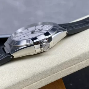 OMEGA CONSTELLATION LUXURY FAKE WATCHES GREY DIAL BLACK LEATHER STRAP SBF FACTORY 41MM 2 ĐỒNG HỒ NAM OMEGA CONSTELLATION FAKE 1:1 NHÀ MÁY SBF MẶT SỐ GHI 41MM