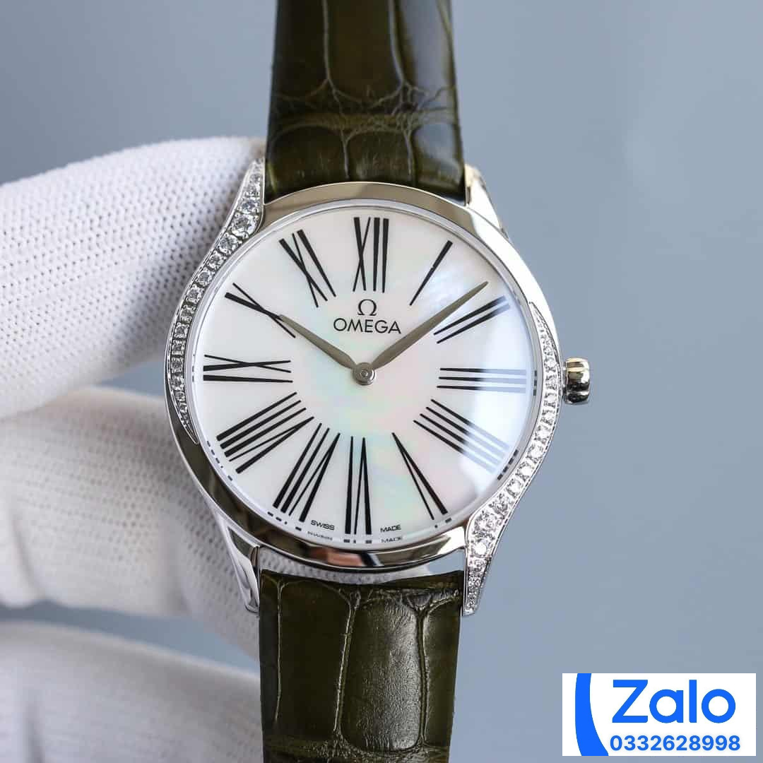 ĐỒNG HỒ NỮ OMEGA DE VILLE FAKE 11 NHÀ MÁY WWF FACTORY DÂY DA XANH 36MM ĐỒNG HỒ NỮ OMEGA DE VILLE FAKE 11 NHÀ MÁY WWF FACTORY DÂY DA XANH 36MM
