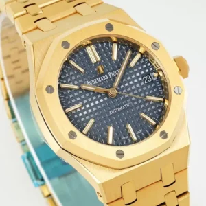 AUDEMARS PIGUET BEST COPIES WATCH ROYAL OAK IP FACTORY YELLOW GOLD BLUE DIAL 37MM 1 ĐỒNG HỒ AUDEMARS PIGUET ROYAL OAK REPLICA 1:1 NHÀ MÁY IP VÀNG GOLD 37MM
