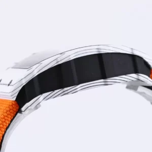 RICHARD MILLE RM35-01 COPIES WATCHES WHITE CASE CARBON ORANGE FABRIC STRAP BBR FACTORY 44MM 2 ĐỒNG HỒ NAM RICHARD MILLE RM35-01 REPLICA NHÀ MÁY BBR DÂY VẢI VÀNG 44MM