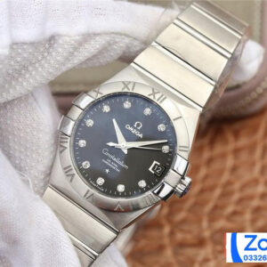 ĐỒNG HỒ NAM OMEGA CONSTELLATION FAKE 1:1 NHÀ MÁY 3S MẶT ĐEN ĐÍNH ĐÁ 38MM 2 ĐỒNG HỒ NAM OMEGA CONSTELLATION FAKE 1:1 NHÀ MÁY 3S MẶT ĐEN ĐÍNH ĐÁ 38MM