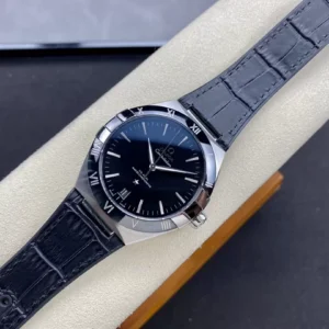 OMEGA CONSTELLATION GOOD IMITATION WATCHES BLACK DIAL LEATHER STRAP SBF FACTORY 41MM 1 ĐỒNG HỒ NAM OMEGA CONSTELLATION FAKE CAO CẤP NHÀ MÁY SBF MẶT SỐ ĐEN 41MM
