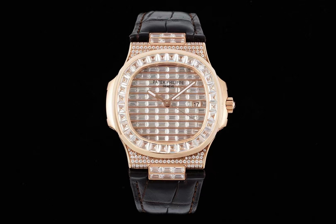 ĐỒNG HỒ PATEK PHILIPPE 5711 NAUTILUS ROSE GOLD ĐÍNH ĐÁ REPLICA 11 GS 40MM (1) ĐỒNG HỒ PATEK PHILIPPE 5711 NAUTILUS ROSE GOLD ĐÍNH ĐÁ REPLICA 11 GS 40MM (1)