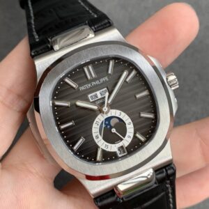 PATEK PHILIPPE 5726 NAUTILUS BEST COPIES WATCHES BLACK LEATHER STRAP GR FACTORY 40.5MM 1 ĐỒNG HỒ PATEK PHILIPPE 5726 NAUTILUS DÂY DA MÀU ĐEN REPLICA 11 GR 40 (2)
