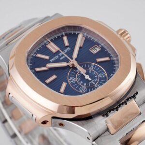 PATEK PHILIPPE 5980 NAUTILUS BLUE DIAL DEMI CASE BEST COPIES WATCHES 3K 40MM 1 ĐỒNG HỒ PATEK PHILIPPE 5980 NAUTILUS BLUE DIAL REPLICA 11 DÂY THÉP 3K 40MM (2)
