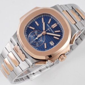PATEK PHILIPPE 5980 NAUTILUS BLUE DIAL DEMI CASE BEST COPIES WATCHES 3K 40MM 4 ĐỒNG HỒ PATEK PHILIPPE 5980 NAUTILUS BLUE DIAL REPLICA 11 DÂY THÉP 3K 40MM (5)