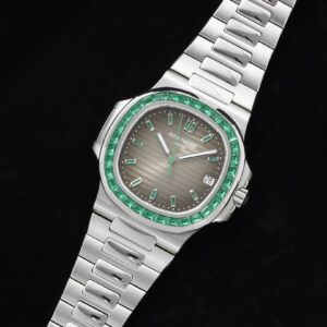 PATEK PHILIPPE NAUTILUS 5723 REPLICA WATCHES GREY DIAL EMERAL GEM GR FACTORY 40MM 1 ĐỒNG HỒ PATEK PHILIPPE NAUTILUS 5711 REPLICA 11 CỌC SỐ ĐÁ 3K FACTORY 40MM (1)