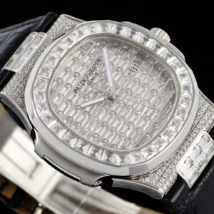 PATEK PHILIPPE NAUTILUS 5711 LUXURY REPLICA WATCHES RHINESTONE FULL BAGUETTE GS FACTORY 40MM 1 ĐỒNG HỒ PATEK PHILIPPE NAUTILUS 5711 REPLICA 11 ĐÍNH FULL ĐÁ GS FACTORY 40MM (6)