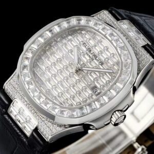 PATEK PHILIPPE NAUTILUS 5711 LUXURY REPLICA WATCHES RHINESTONE FULL BAGUETTE GS FACTORY 40MM 2 ĐỒNG HỒ PATEK PHILIPPE NAUTILUS 5711 REPLICA 11 ĐÍNH FULL ĐÁ GS FACTORY 40MM (7)