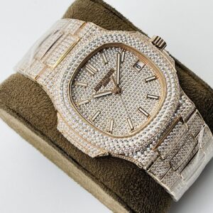 PATEK PHILIPPE NAUTILUS 5711 BEST COPIES WATCHES ROSE GOLD RHINESTONE FULL GEM R8 FACTORY 40MM 1 ĐỒNG HỒ PATEK PHILIPPE NAUTILUS 5711 REPLICA 11 ROSE GOLD FULL ĐÁ R8 40MM (1)