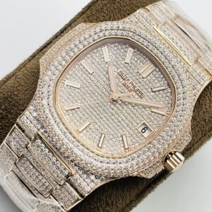 PATEK PHILIPPE NAUTILUS 5711 BEST COPIES WATCHES ROSE GOLD RHINESTONE FULL GEM R8 FACTORY 40MM 2 ĐỒNG HỒ PATEK PHILIPPE NAUTILUS 5711 REPLICA 11 ROSE GOLD FULL ĐÁ R8 40MM (2)