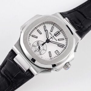 PATEK PHILIPPE NAUTILUS 5980 BEST COPIES WATCHES WHITE DIAL LEATHER STRAP 3K 40MM 1 ĐỒNG HỒ PATEK PHILIPPE NAUTILUS 5980 REPLICA 11 DÂY DA MẶT TRẮNG 3K 40MM (2)